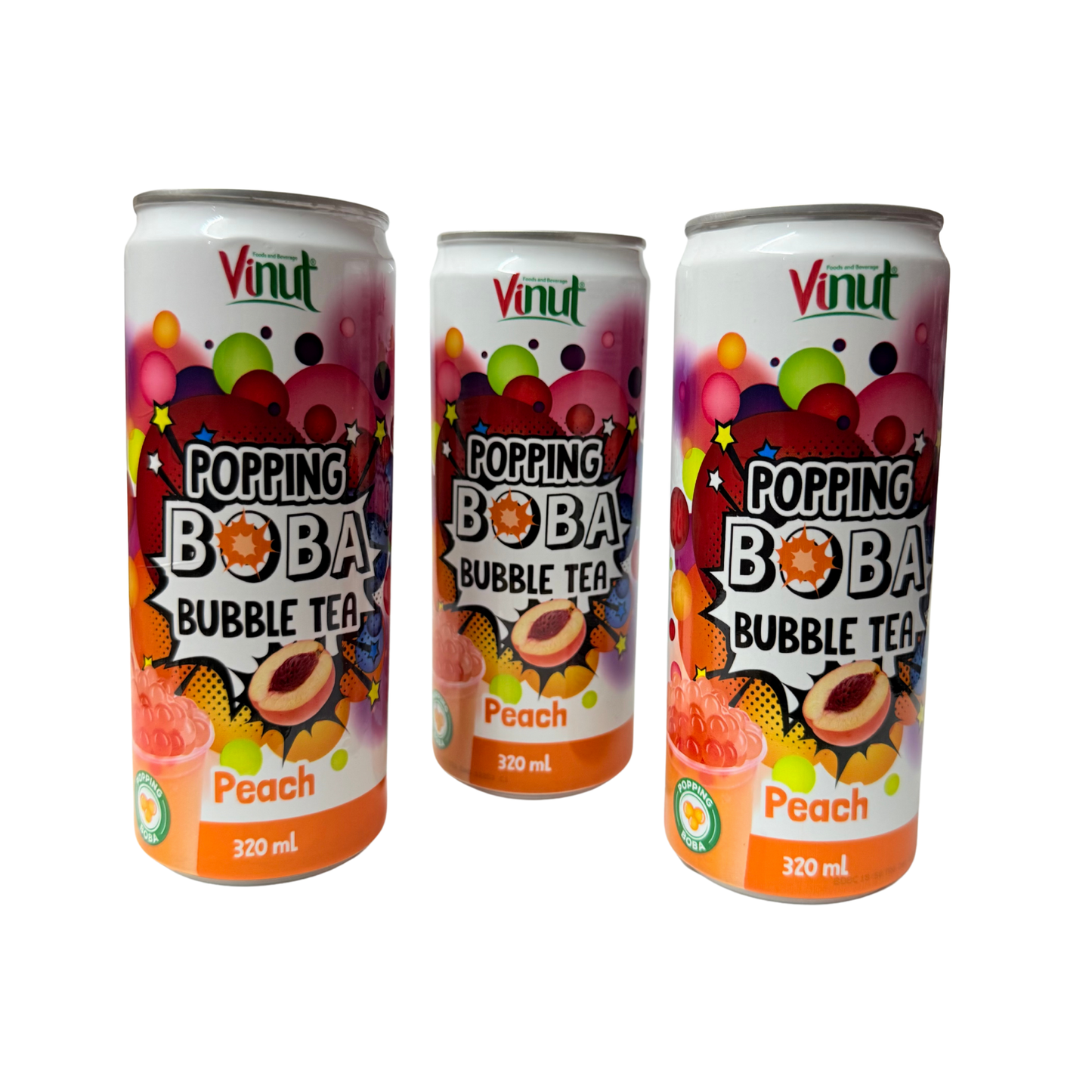 3x Vinut Popping Boba Peach Drink
