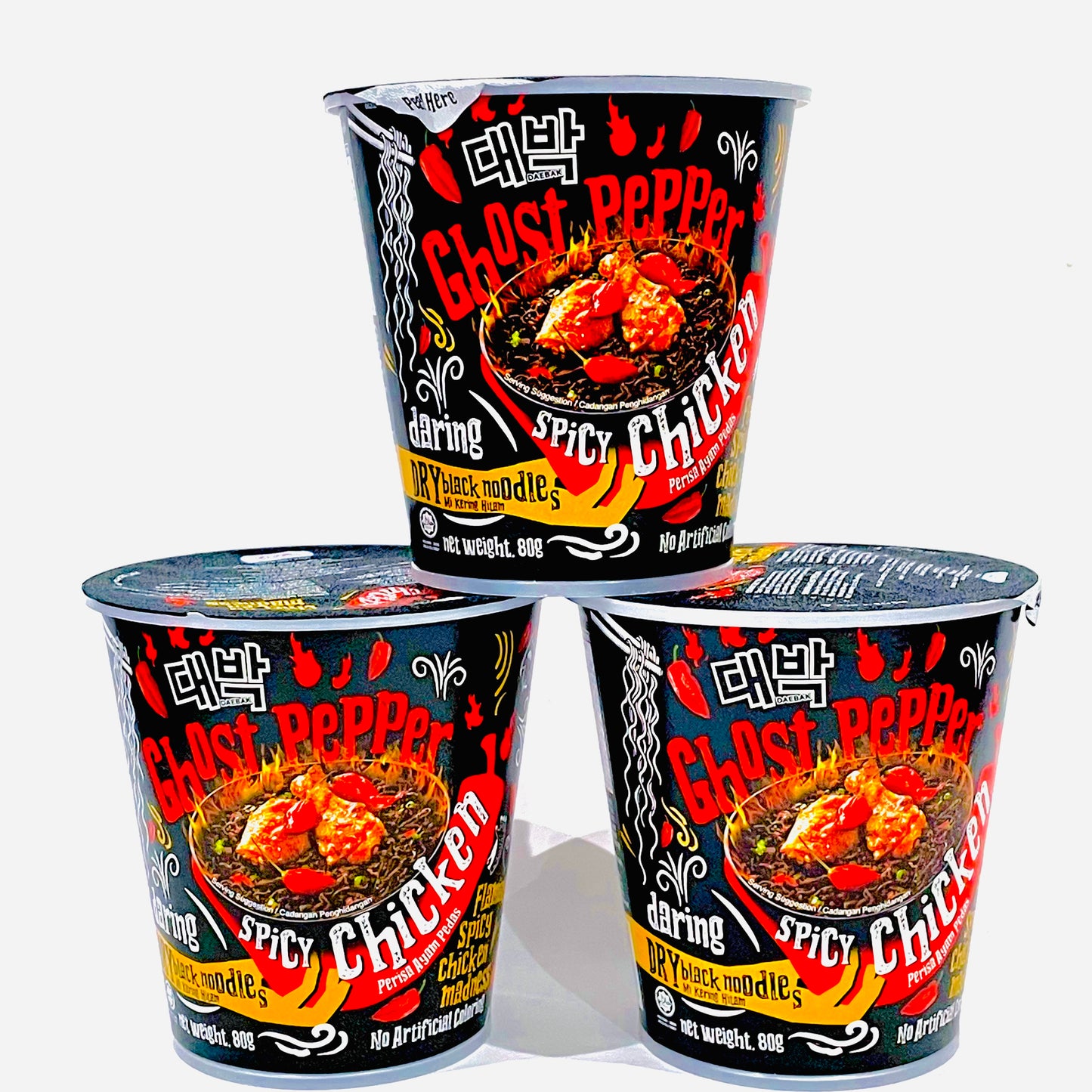 3x Daebak Ghost Pepper Noodles Tub