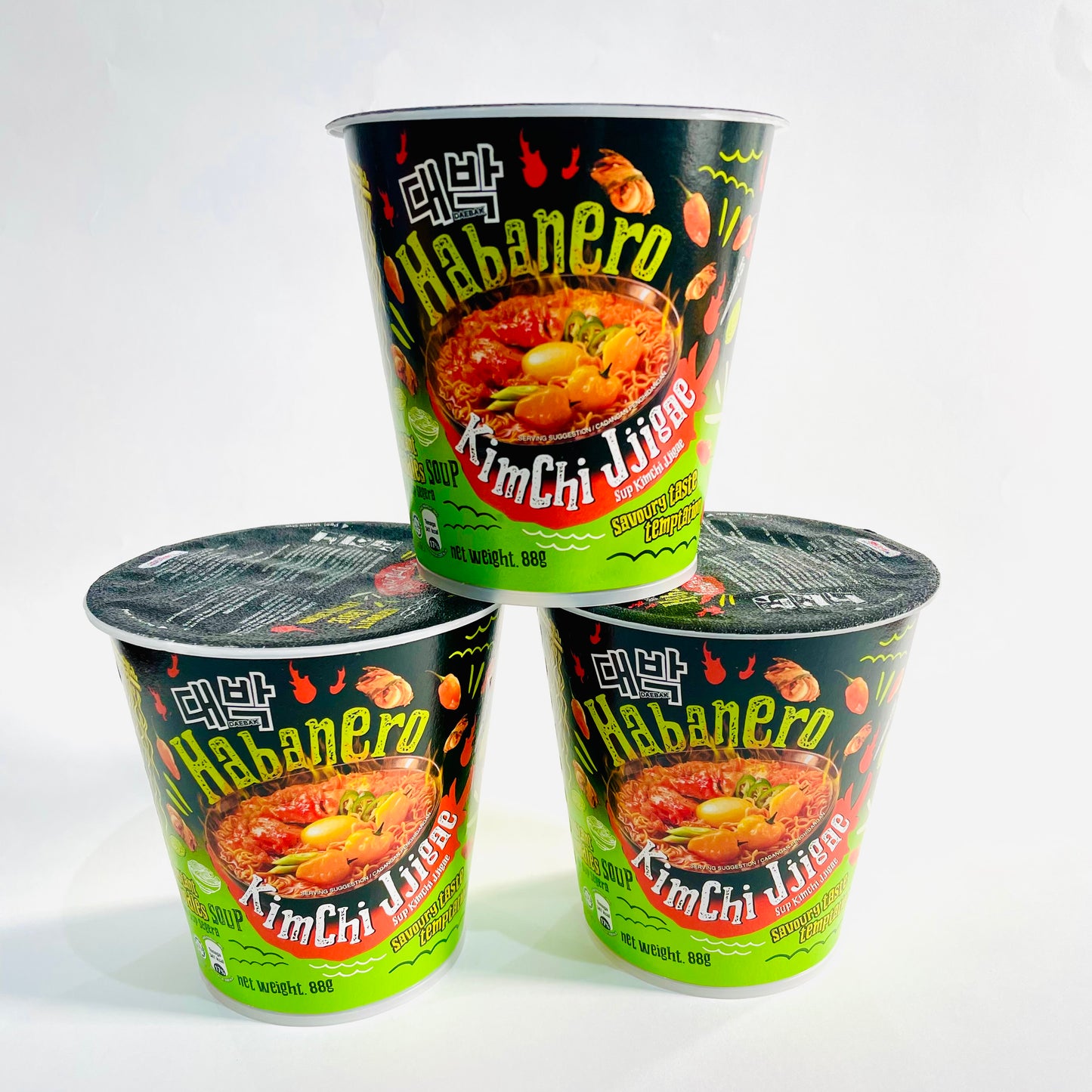 3x Daebak Kimchi Habanero Noodles Tub