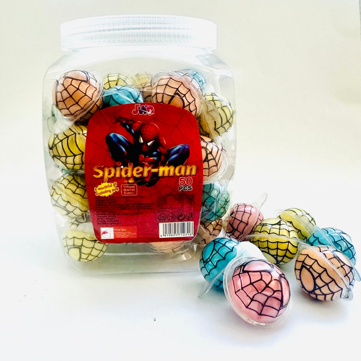 Tub Of 50 Spider Man Jam Filled Gummy Candy Sweet