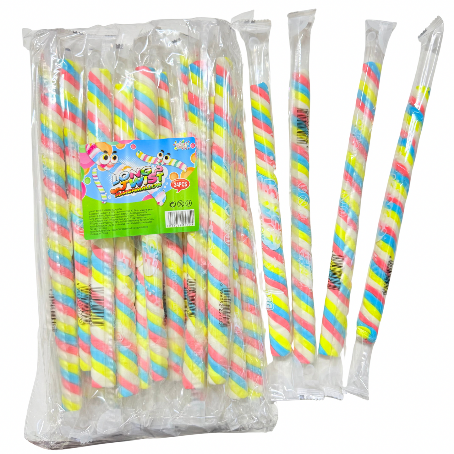 Pack Of 24 Long Twist Marshmallow