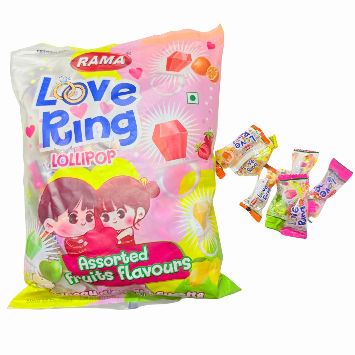 Pack Of 100 Love Rings Lollipop Fruity