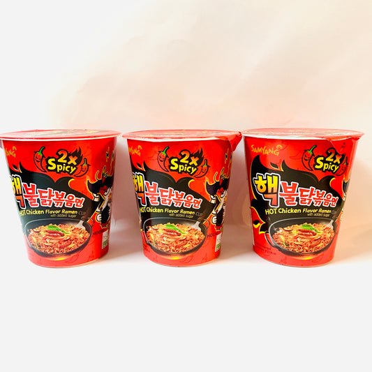 3x Samyang 2x Spicy Hot Noodles Tub